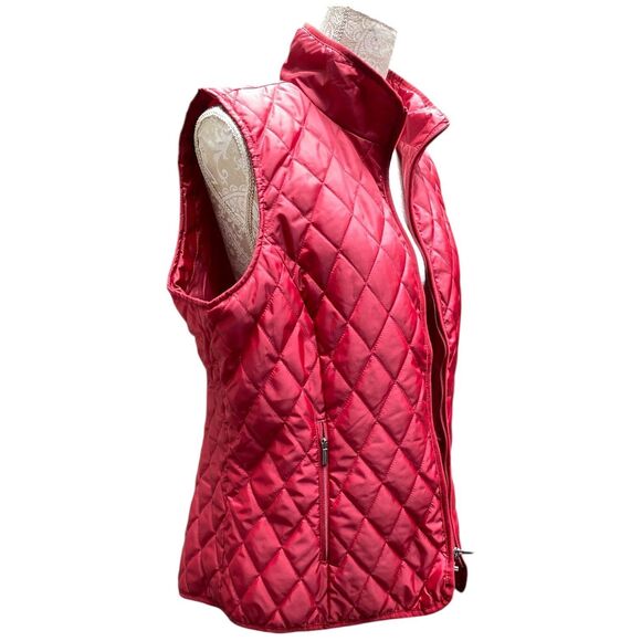 Lands’ End Women’s Red Quilted Vest XL Lightweight Zip Pockets Primaloft - Picture 7 of 12